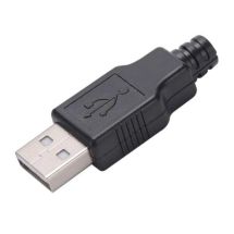 USB A uros liitin nopeasti  koottava malli musta muovikuori juotettava