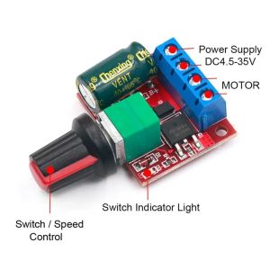 DC-moottorin nopeudensäädin (PWM) 5-35VDC max 5A